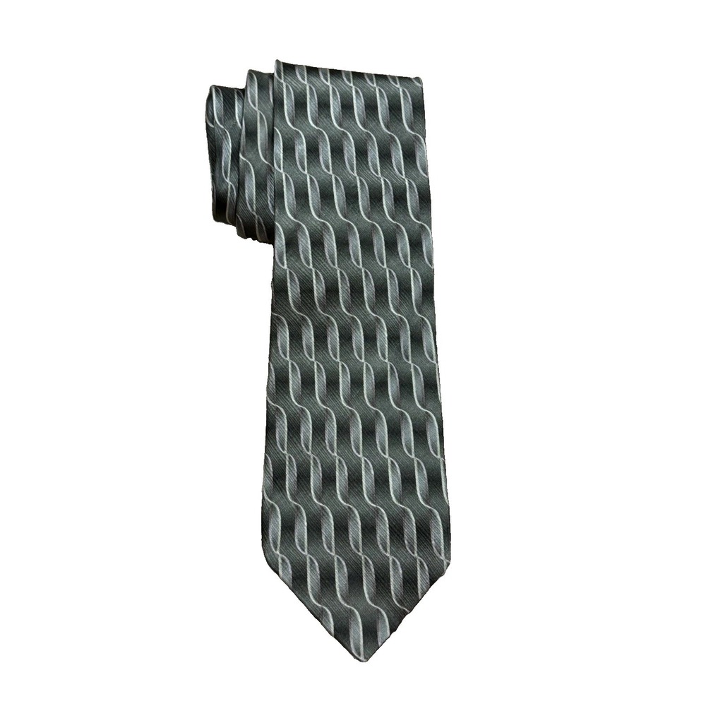 Enrico Guccini 100% Silk Tie Hand Made In Korea Retro Abstract Wave Vintage